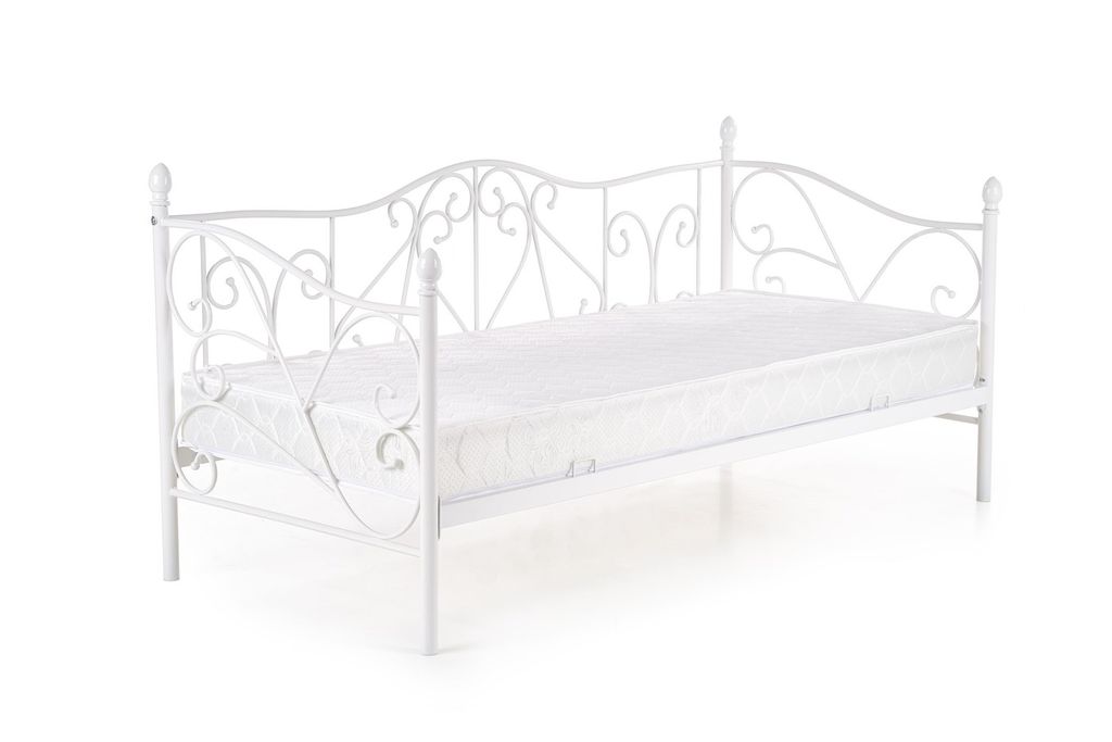 Egyszemélyes ágy, fém kerettel, fehér, 90 cm - VOIE LACTEE - Butopêa